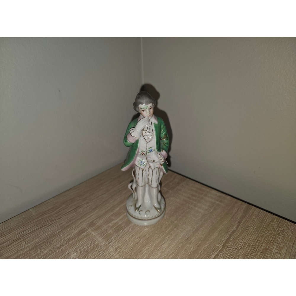 Vintage Made in Occupied Japan Porcelain Colonial Gentleman Figurine Green Coat